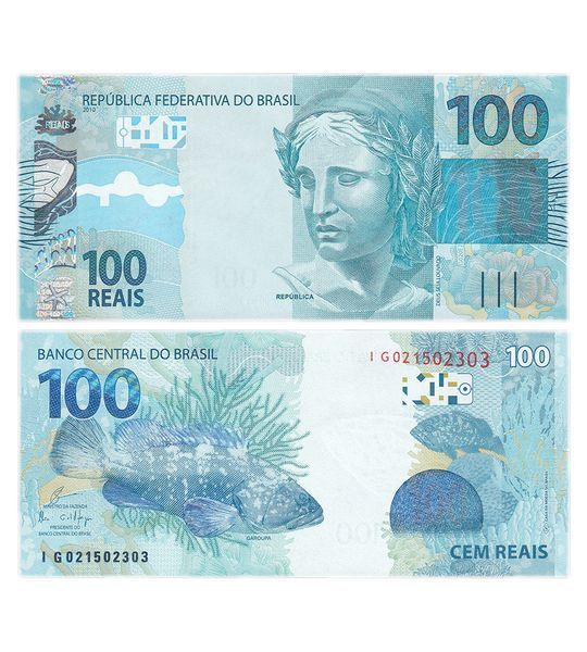 100 Reais, Бразилія, 2010 рік, UNC 001739 фото 100 Reais, Бразилія, 2010 рік, UNC 001739 фото