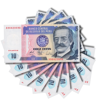10 banknotes 10 Intis, Peru, 1987, UNC