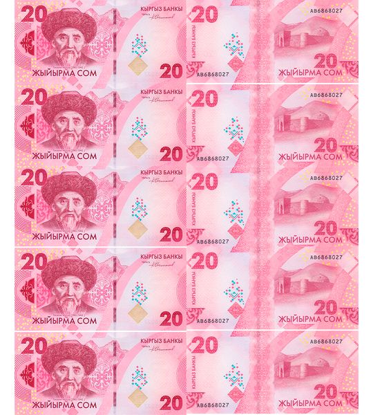 10 банкнот 20 Som, Киргизстан, 2023 ( 2024 ) рік, UNC 002391 фото