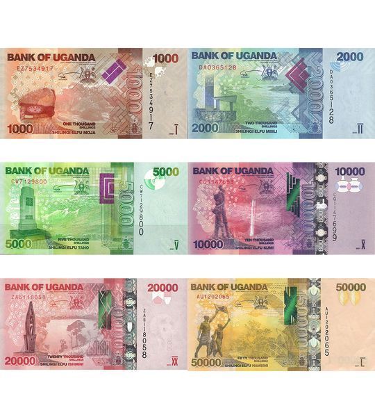 6 billetes de 1000, 2000, 5000, 10000, 20000, 50000 chelines, Uganda, 2019-2022, UNC 003582 фото 6 billetes de 1000, 2000, 5000, 10000, 20000, 50000 chelines, Uganda, 2019-2022, UNC 003582 фото