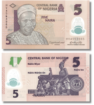 5 Naira, Nigeria, 2024, UNC Pol&iacute;mero 003533 фото