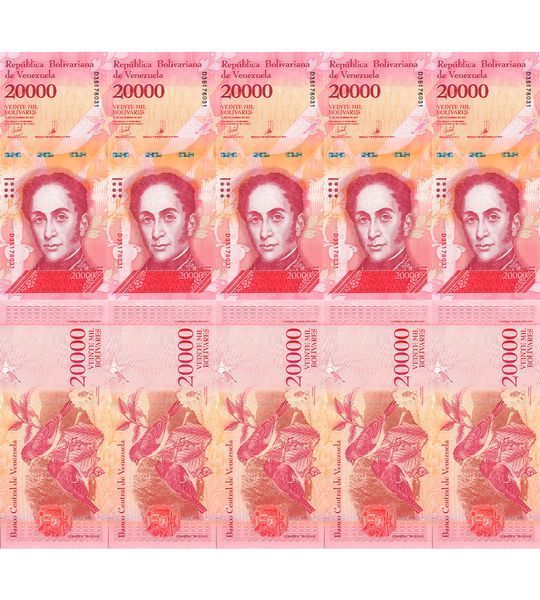 10 Banknoten zu 20.000 Bolivares, Venezuela, 2017, UNC 001011 фото 10 Banknoten zu 20.000 Bolivares, Venezuela, 2017, UNC 001011 фото