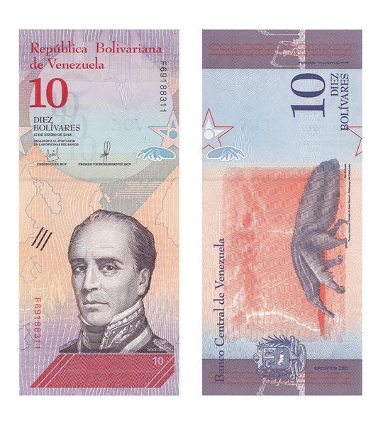 10 Bolivares, Венесуела, 2018 рік, UNC 000472 фото 10 Bolivares, Венесуела, 2018 рік, UNC 000472 фото