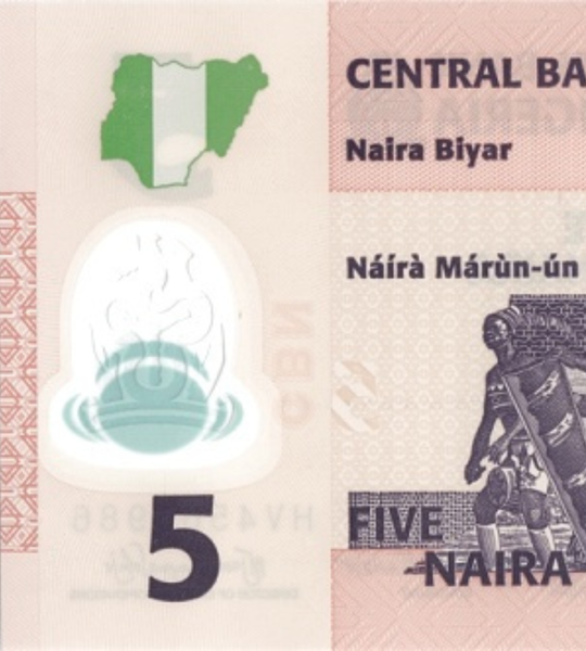 5 Naira, Nigeria, 2024, UNC Pol&iacute;mero 003533 фото