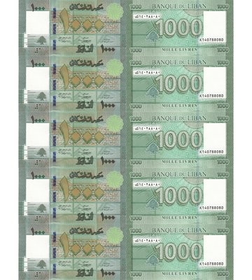 10 banknotes 1000 Livres, Lebanon, 2016, UNC