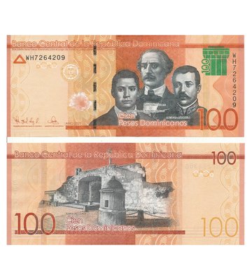 100 Pesos, Домініканська республіка, 2021 рік, UNC 001742 фото