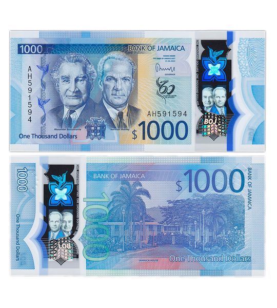 1000 Dollars, Ямайка, 2022 ( 2023 ) рік, UNC comm. Polymer 001542 фото 1000 Dollars, Ямайка, 2022 ( 2023 ) рік, UNC comm. Polymer 001542 фото