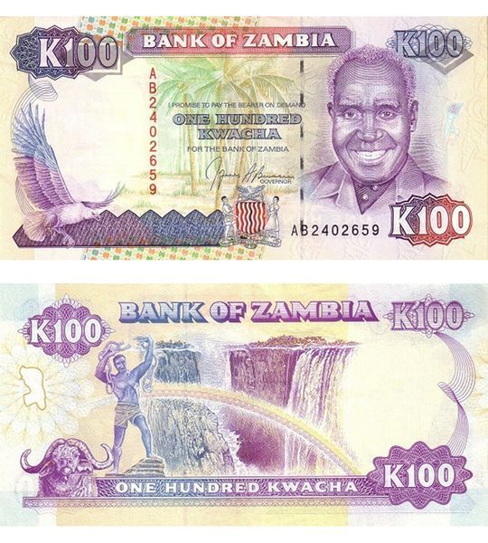 100 Kwacha, Замбія, 1991 рік, UNC 003681 фото 100 Kwacha, Замбія, 1991 рік, UNC 003681 фото