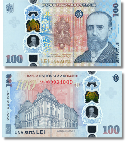 100 Lei, Romania, 2026, UNC Polymer Commemorative in folder