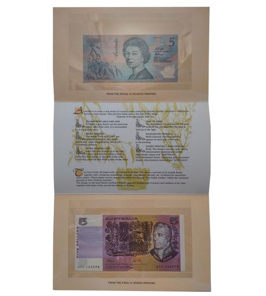 2 banconote 5 Dollari 1992, Australia, UNC Carta + Polimero commemorativa, in cartella 004132 фото 2 banconote 5 Dollari 1992, Australia, UNC Carta + Polimero commemorativa, in cartella 004132 фото