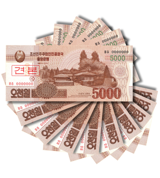 10 banknotes 5000 Won, North Korea, 2013, UNC Specimen