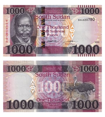 1000 Pounds, Południowy Sudan, 2020, UNC