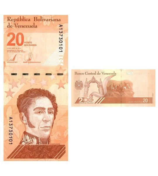 20 Bolivares, Venezuela, 2021 (2022) année, UNC 001344 фото 20 Bolivares, Venezuela, 2021 (2022) année, UNC 001344 фото