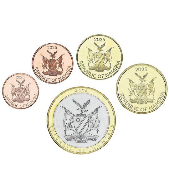 5 монет 10, 20, 50, Cents 1, 5 Dollars, Намібія, 2025 рік, UNC 004234 фото