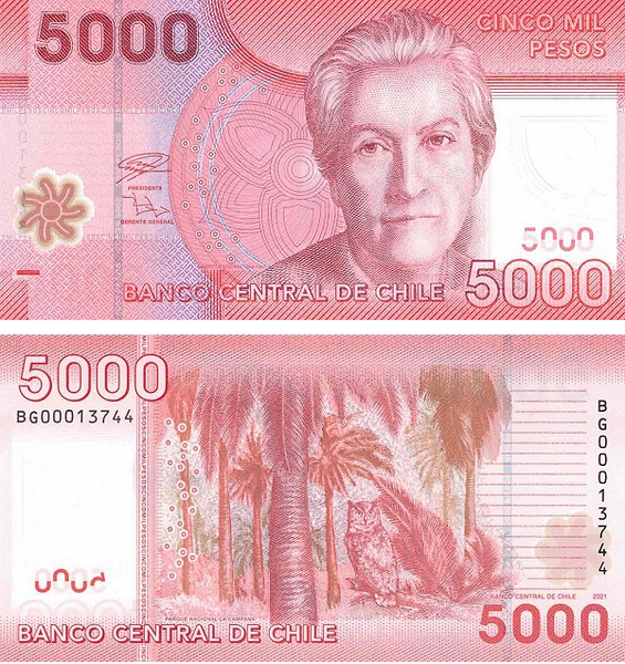 5000 Pesos, Chile, 2021 rok, UNC Polimer