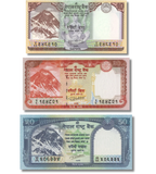 3 banconote da 10, 20, 50 Rupie, Nepal, anno 2019 - 2020, UNC 005080 фото