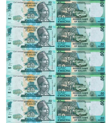 10 banknotów 50 Kwacha, Malawi, 2020, UNC