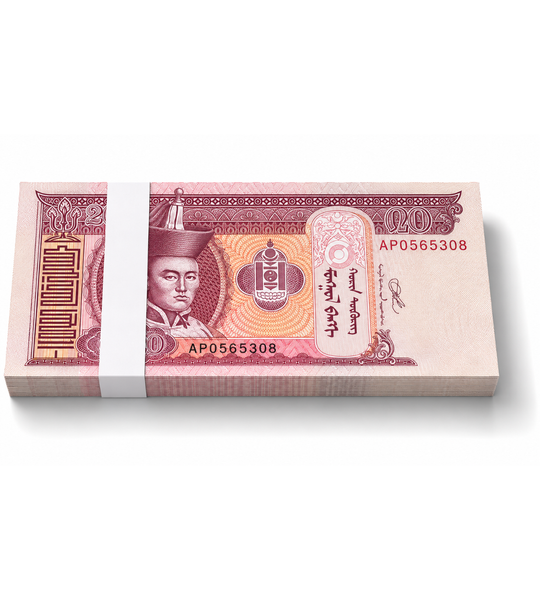 Fascio (100 banconote) da 20 Tögrög Mongoli, 2020, in qualità FDC (UNC) 004235 фото Fascio (100 banconote) da 20 Tögrög Mongoli, 2020, in qualità FDC (UNC) 004235 фото