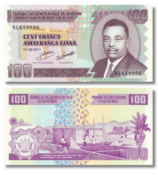 100 notas (ma&ccedil;o) 100 francos, Burundi, 2011, UNC 005181 фото