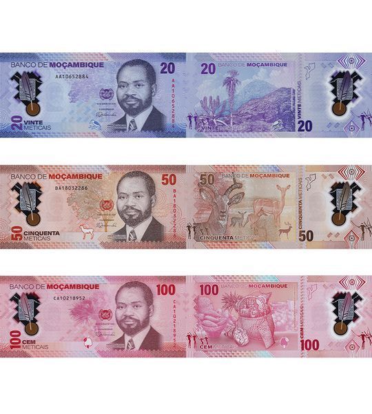 3 Banknoten 20, 50, 100 Meticais, Mosambik, 2024, UNC Polymer 003041 фото 3 Banknoten 20, 50, 100 Meticais, Mosambik, 2024, UNC Polymer 003041 фото