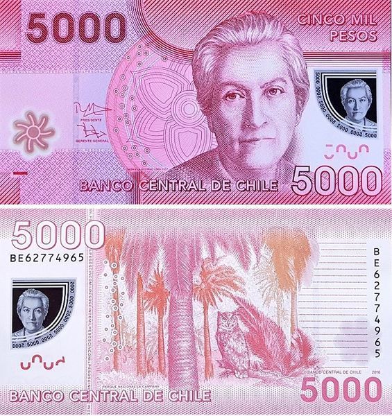 5000 Pesos, Chile, 2016 rok, UNC Polimer