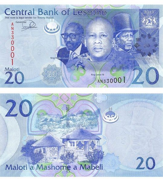 20 Maloti, Lesotho, 2013, UNC