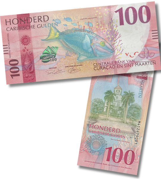 5 банкнот 10, 20, 50, 100, 200 Gulden, Кюрасао / Сінт-Мартен, 2025 рік, UNC 005343 фото