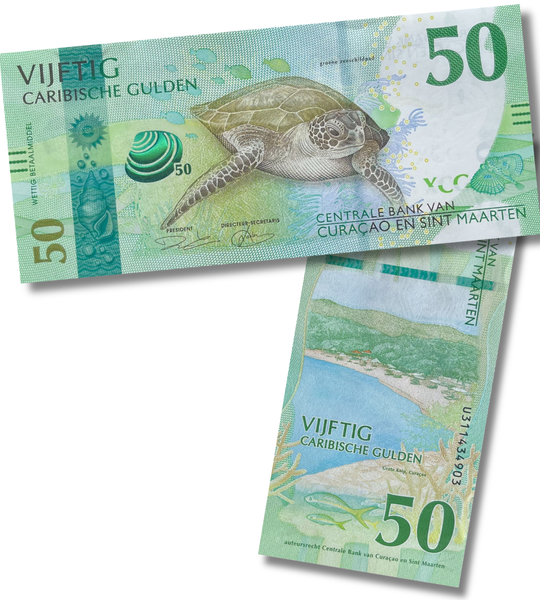 5 банкнот 10, 20, 50, 100, 200 Gulden, Кюрасао / Сінт-Мартен, 2025 рік, UNC 005343 фото