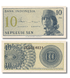 10 banconote da 10 Sen, Indonesia, anno 1964, UNC 004995 фото 3