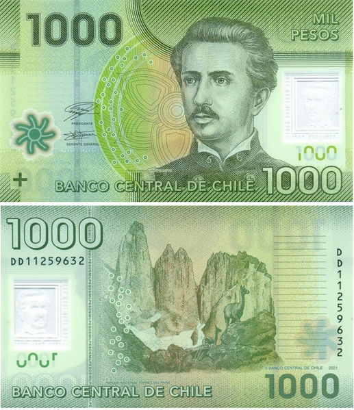 1000 песо, Чили, 2021 год, UNC Полимер 004933 фото 1000 песо, Чили, 2021 год, UNC Полимер 004933 фото