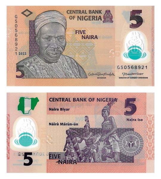 5 Naira, Nigeria, 2022, UNC Polymer