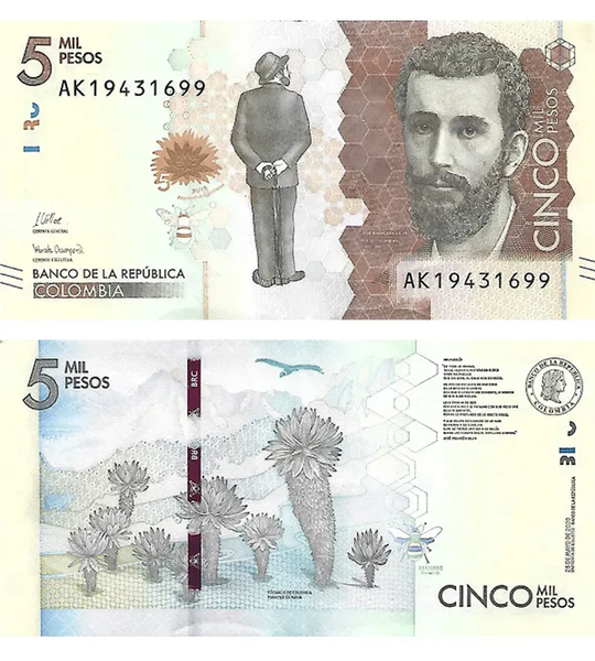 5000 Pesos, Колумбія, 2020 рік, XF 004714 фото 5000 Pesos, Колумбія, 2020 рік, XF 004714 фото