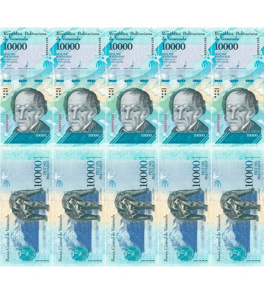 10 banknotów 10000 Bolivares, Wenezuela, 2017, UNC
