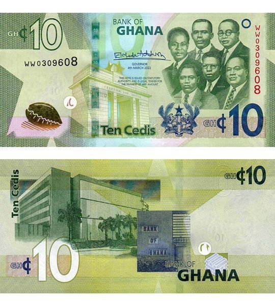 10 Cedi, Ghana, 2022, UNC 003189 фото 10 Cedi, Ghana, 2022, UNC 003189 фото