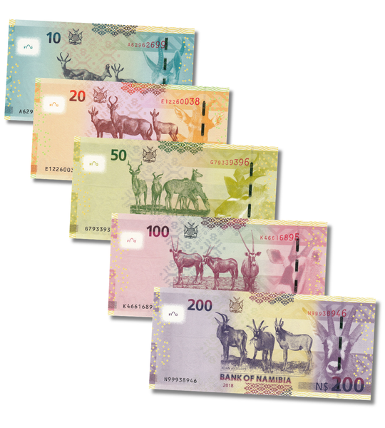 5 банкнот 10, 20, 50, 100, 200 Долларов, Намибия, 2019 - 2023 год, UNC 003735 фото