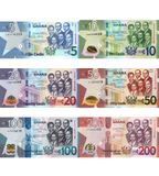 6 billetes: 5, 10, 20, 50, 100, 200 Cedis, Ghana, 2022, UNC 003190 фото
