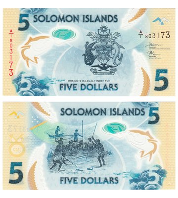 5 Dollars, Соломонові острови, 2019 ( 2022 ) рік, UNC Polymer 002349 фото