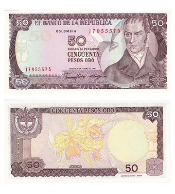 50 Pesos, Kolumbia, 1986, UNC
