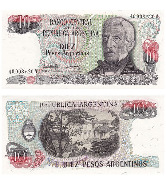 10 Pesos Argentinos, Аргентина, 1983 - 1984 рік, UNC 002794 фото 10 Pesos Argentinos, Аргентина, 1983 - 1984 рік, UNC 002794 фото