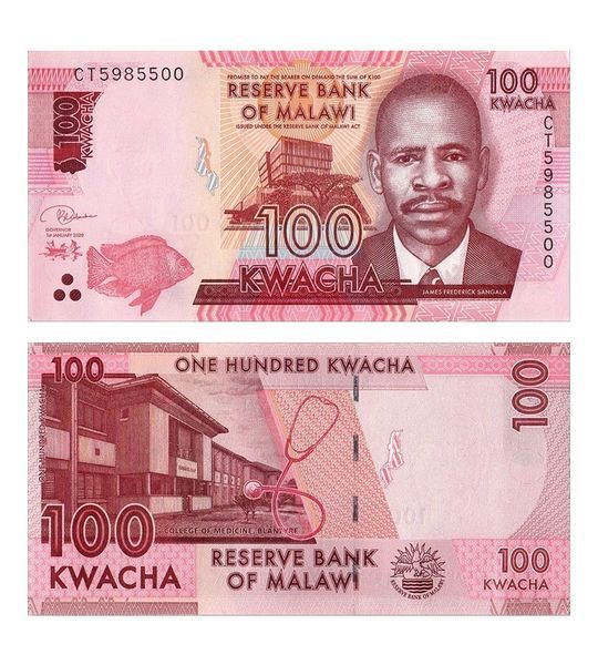 100 Kwacha, Malawi, 2020, UNC 000129 фото 100 Kwacha, Malawi, 2020, UNC 000129 фото