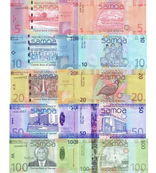 5 Billets: 5, 10, 20, 50, 100 Tala, Samoa, 2012 - 2017, UNC 003340 фото 5 Billets: 5, 10, 20, 50, 100 Tala, Samoa, 2012 - 2017, UNC 003340 фото