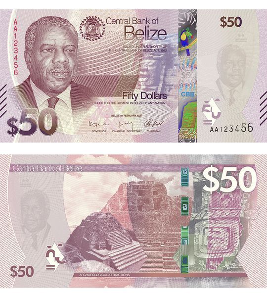 50 Dollari, Belize, 2025, UNC 004086 фото 50 Dollari, Belize, 2025, UNC 004086 фото