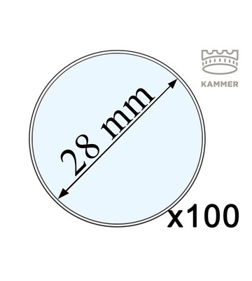 100 капсул для монет - 28 мм, Kammer 002000 фото