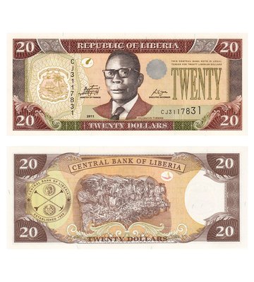 20 Dollars, Ліберія, 2011 рік, UNC 002695 фото
