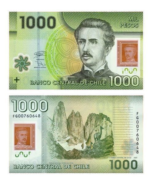 1000 pesos, Chili, 2020, UNC Polymère 001649 фото 1000 pesos, Chili, 2020, UNC Polymère 001649 фото