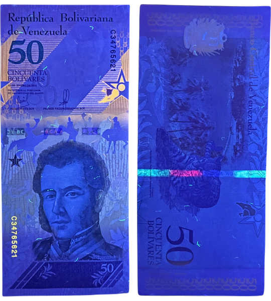 10 banconote da 50 Bolivares, Venezuela, 2018, UNC 000730 фото