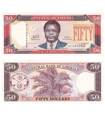 50 Dollars, Ліберія, 2011 рік, UNC 002696 фото