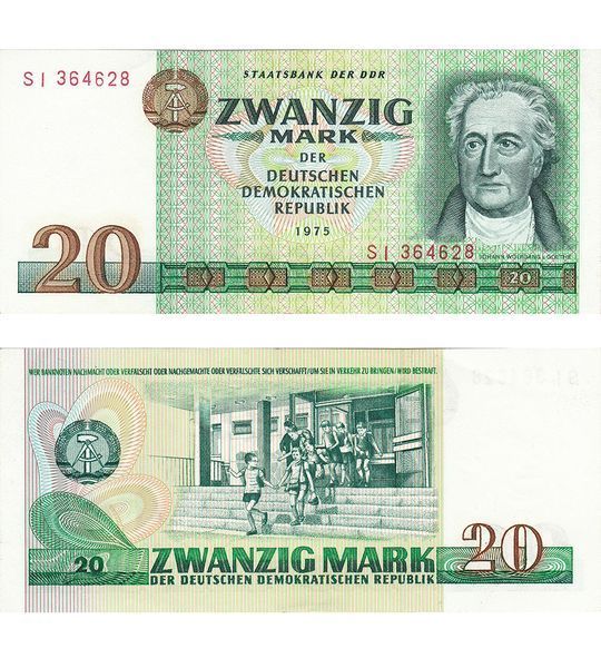 20 مارك، ألمانيا (ألمانيا الشرقية)، 1975, حالة لم تلمس (UNC) 004914 фото 20 مارك، ألمانيا (ألمانيا الشرقية)، 1975, حالة لم تلمس (UNC) 004914 фото