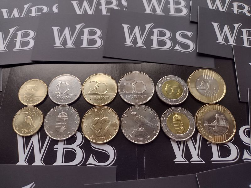 6 монет 5, 10, 20, 50, 100, 200 Forint, Угорщина, 2018 - 2019 рік, UNC 001400 фото