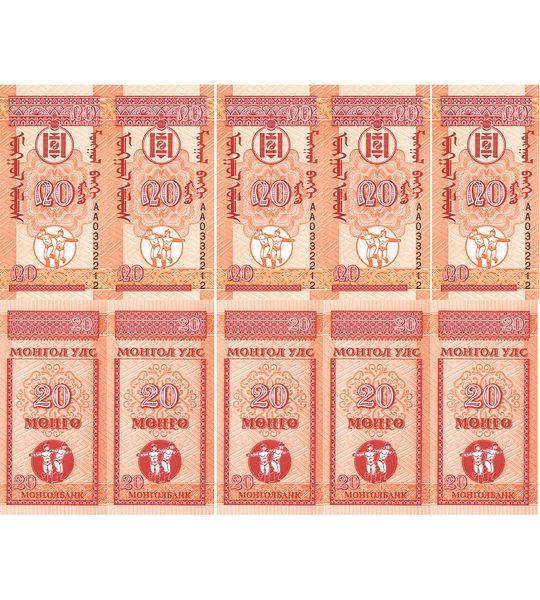 10 банкнот 20 Mongo, Монголія, 1993 рік, UNC 002497 фото